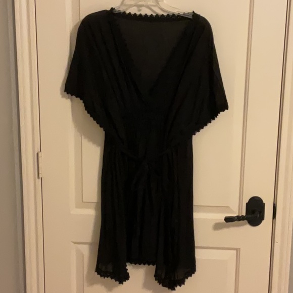 Gorgeous Short Caftan Swim Cover - Black, Handcrafted in Mexico NWOT - Picture 3 of 17